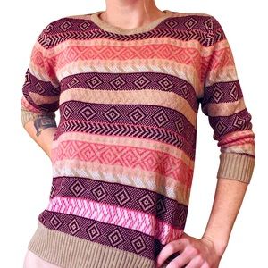 Forever 21 Fair Isle Style Striped Knit Sweater Size M